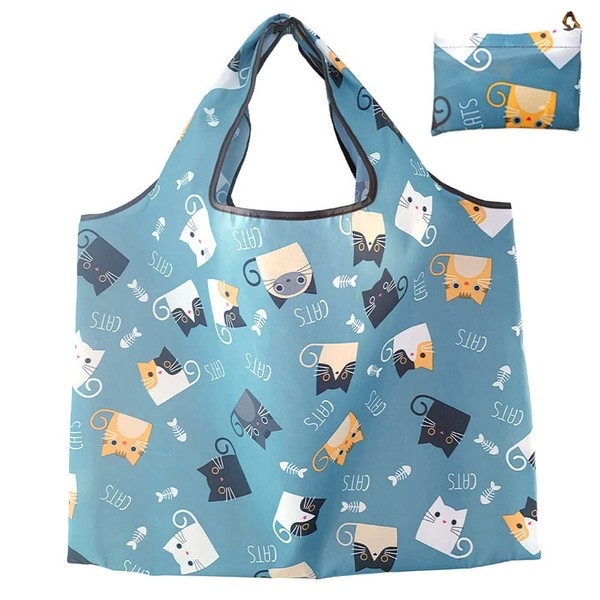 HYMUUNI Large Foldable Shopping Tote Bag Water Resistant Shopping Tote