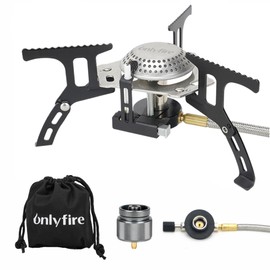 ONLYFIRE Portable Camping Gas Stove, Small Camping Stove with Piezo Ignition, 1LB Propane Adapter, Backpacking Camp Stove w/Carry Bag for Outdoor Cooking Picnic Camping Hiking, GS333