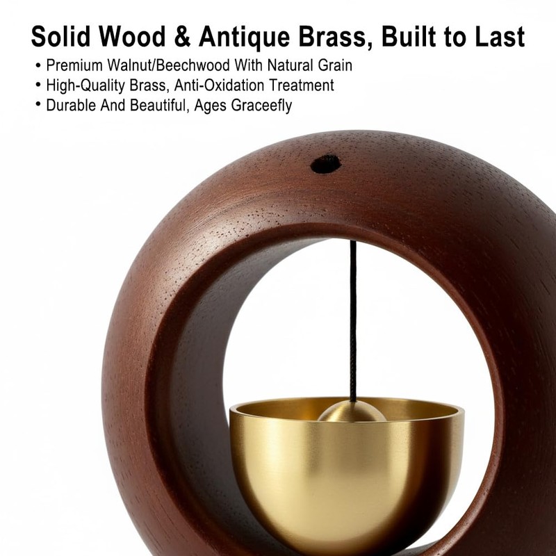 2 Pack Shopkeepers Bell for Door Opening, Magnetic Wood Doorbell