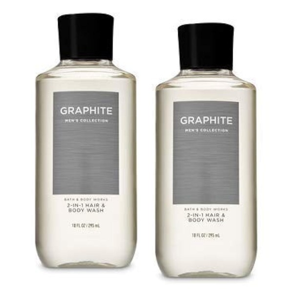 Bath and Body Works 2 Pack Graphite 2-in-1 Hair + Body Wash 10 Oz.