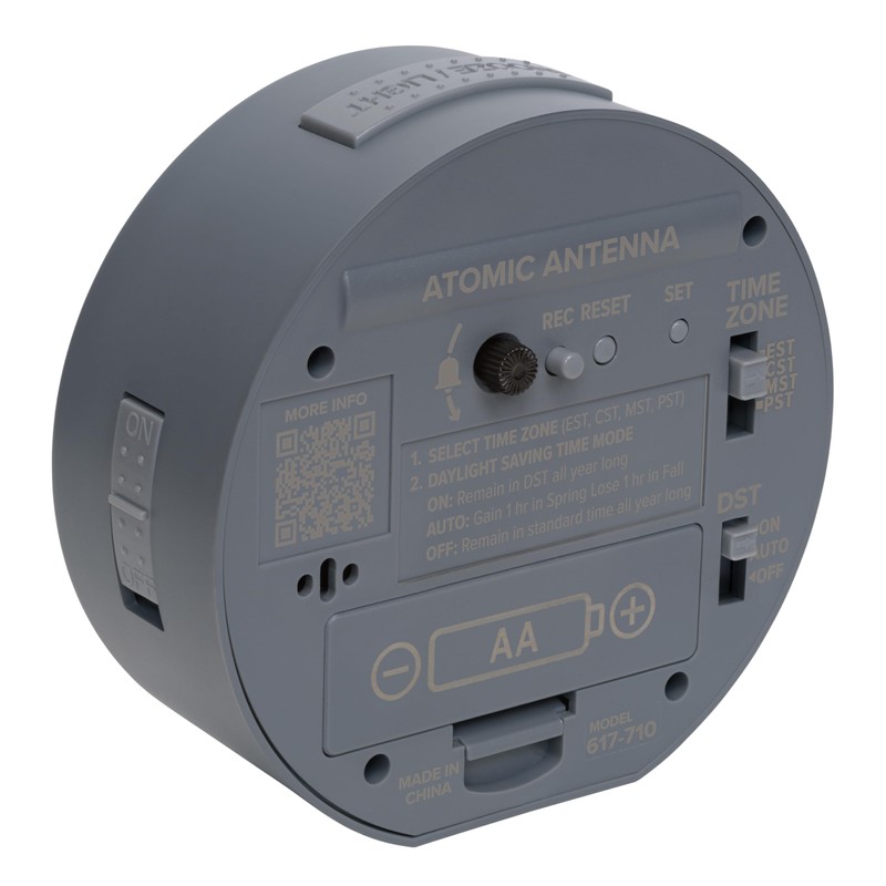 La Crosse Technology 617-710-INT 4-Inch Round Gray Atomic Analog Alarm