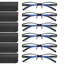 AIMISUV 6Pcs Reading Glasses Men,Spring Hinge Blue Light Blocking Readers,Anti Eyestrain Computer Magnifying Eyeglasses (2.5X)