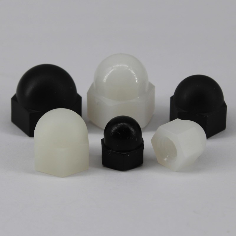 (50 Pieces) M8 White Nylon Acorn Cap Nuts Plastic Hex