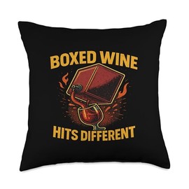 Boxed Wine Hits Different Funny Wine Lover Humor Throw Pillow