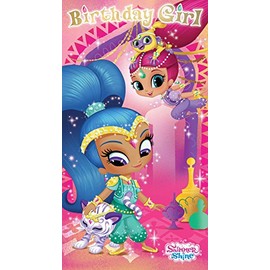 Shimmer & Shine SI005 Birthday Girl Sticker Sheet Birthday Card,Multi Colour