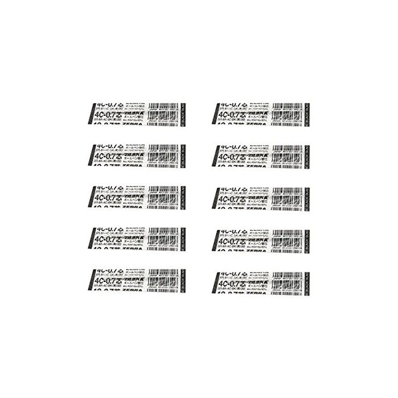 10pcs Zebra 4C-0.7 0.7mm Refill (Box Set) - Black Ink