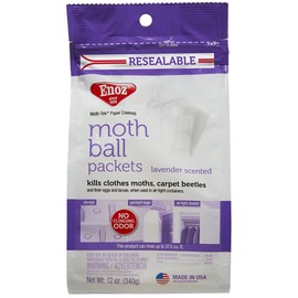 Enoz Lavender Scented Moth Ball Packets, Kills Clothes Moths, Carpet Beetles, Eggs and Larvae, 12 oz Resealable Bag (Pack of 3)