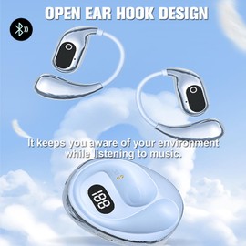 OWS Open Ear Headphones Wireless Bluetooth 5.4 Sports Ultra Open Earbuds for Running Over Ear Gym Waterproof Bluetooth Earphones TWS ENC Noise Cancelling Ear Buds with Ear Hooks for Runners Cycling