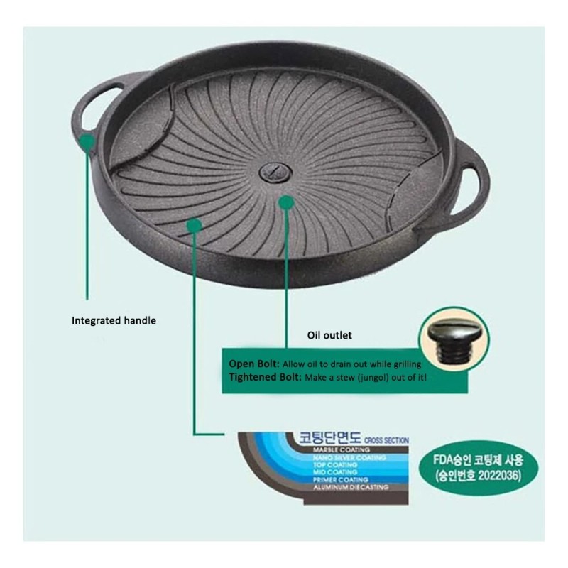 Kitchen Flower New Picnic Korean BBQ Nonstick Cerastone Marble Grill