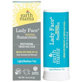 Earth Mama - Juego de 2 barras de protección solar mineral tintadas para cara de dama SPF 40, ligero/medio, Light/Medium, 21 - Medium - T...