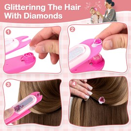 Yoloflix Hair Gem Stamper Kit, Bling Hair Jewels for Girls Toys, Hair Styling Tool with Reusable Shining Diamonds, Birthday Gifts Toys for Girls