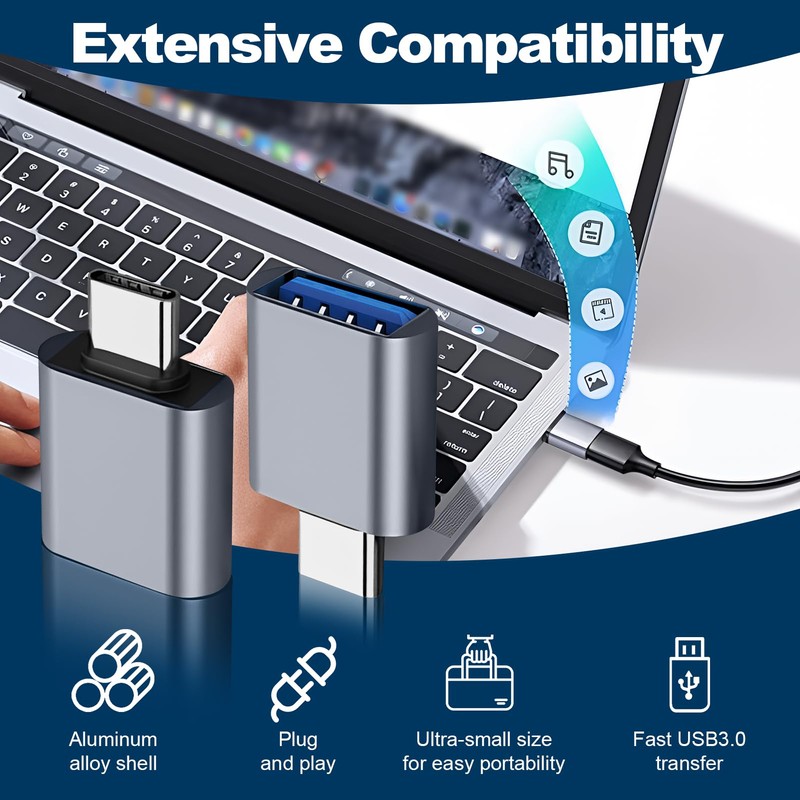 Quwem 3pcs USB C to USB Adapter, Type C Thunderbolt