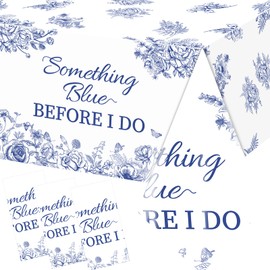 Something Blue Before I Do Bridal Shower Decorations, 3pcs Blue Floral Plastic Tablecloth Disposable Rectangle Table Cover Blue and White Floral Decorations For Bridal Shower Party Wedding Engagement
