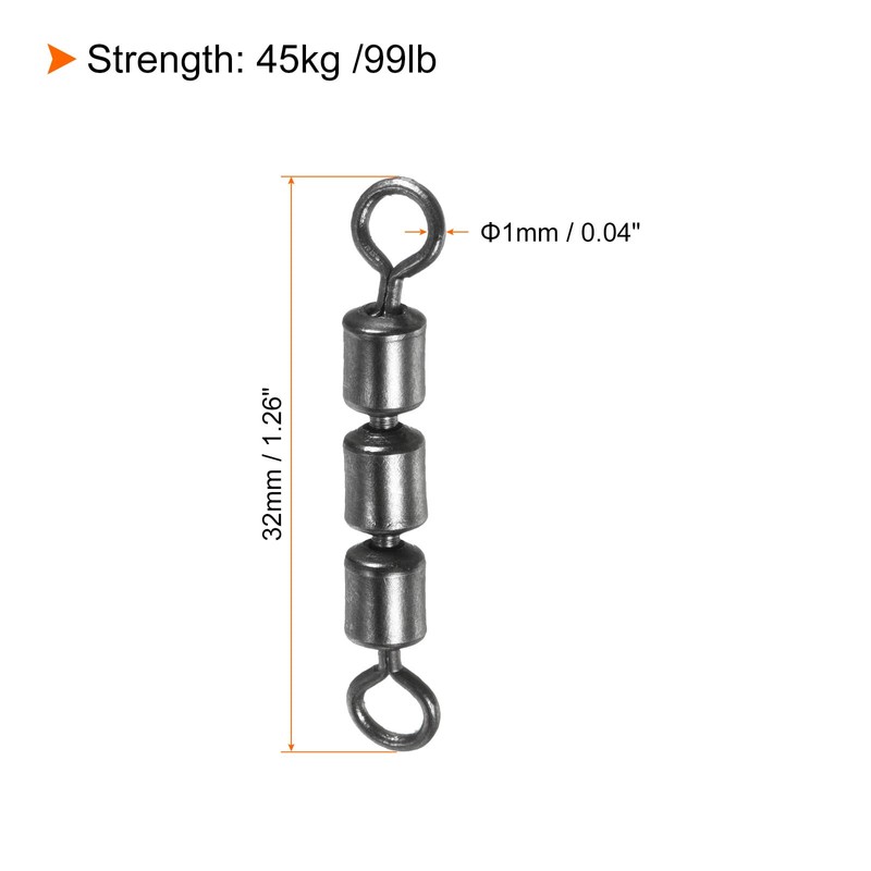 PATIKIL 20pcs 99lb High Speed 3 Roller Swivels Copper Barrel