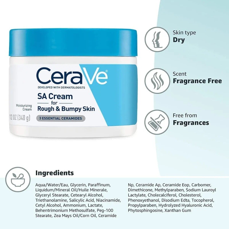 Cerave Crema Sa 340g Pote Hidratante Y Exfoliante 2 Botellas