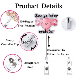 See Ya Later Ovulator Uterus OBGYN Badge Reel Retractable Labor and Delivery Postpartum OB Funny Nurse Nursing Badge Holder CNA RN LPN Badge Clip Medical Fun ID Card Nurse Accessories for Work