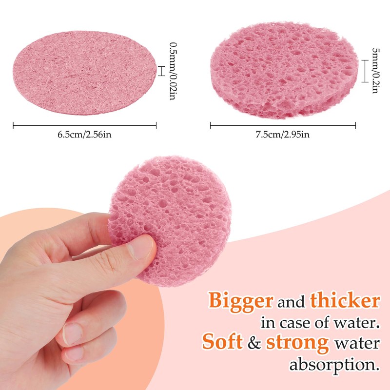 Pack of 80 Face Sponge, Cellulose Make-Up Pads, Compressed Make