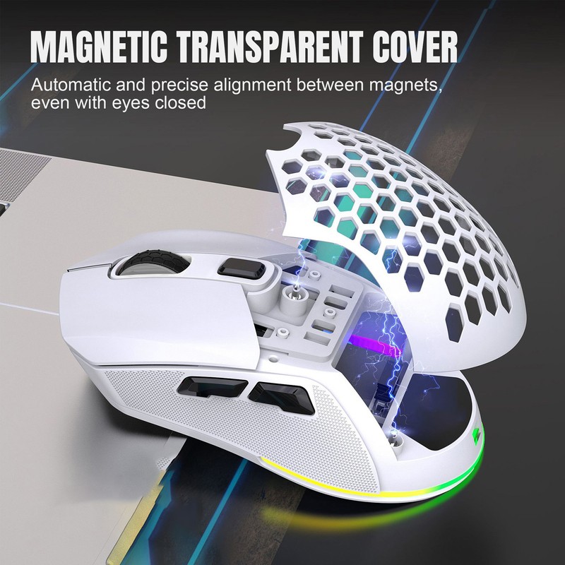 Wireless Mouse 2.4G Or BT5.1 Adjustable DPI Hollowed Out RGB