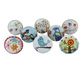 G Decor Garden Birds Floral Assorted Designs Ceramic Door Knobs, Vintage, Shabby Chic, Interior Furniture, Cabinet Cupboard Drawers Pulls Handles (8-Pack)