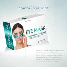 PUREZA NATUR Parches para Contorno de Ojos con ácido Hialurónico, Centella y Colágeno | Macarillas para eliminar ojeras, mirada cansada y bolsas, 25 pares