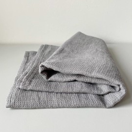 JOWOLLINA Fine Waffle Pique Bath Towel Sauna Towel Linen Stonewashed (Grey, 100 x 160 cm)