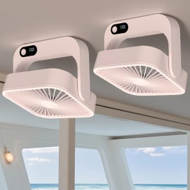 GIIKNEW 2-Pack Magnetic Cruise Ship Approved Fan, 5000mAh Battery Operated Portable Fan with 5 Speeds, Magnetically Sticks on Cabin Ceilings and Walls, Cruise Essentials 2025 - Pink