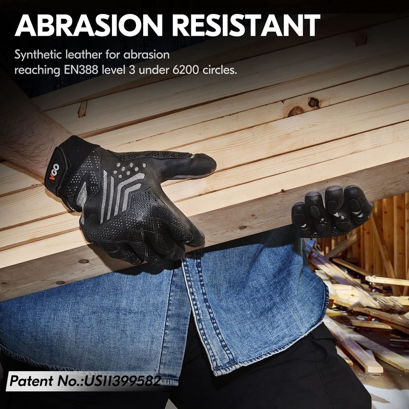 VGO NGG X1 Seamless Utility Gloves, Mechanic Gloves,Knuckle Impacted Work