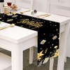 GROVBLE Birthday Table Runner, Happy Birthday Table Runner, Black Gold