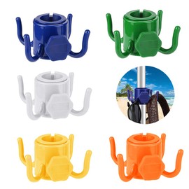 Originalidad Originalidad 5 Pack Beach Umbrella Hanging Hook, 4-Prongs Beach Umbrella Hanging Hook, Adjustable Plastic Umbrella Hook for Towels Camera Clothes Hats Bag, Beach Camping Travel Supplies