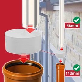 Spares2go 110mm to 56mm (50mm) Solvent Weld Soil System Waste Pipe Reducer Adaptor (White)