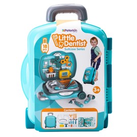 PETERKIN | Little Dentist Wheelie Case Toy | 18 piece, brightly coloured, dentist surgery kit in a 34 cm wheelie case with retractable handle | Roleplay Toys | Ages 3+