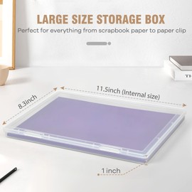 Photo Storage Box, 6 Pack Board Game Storage Containers with Snap-Tight Latch, Plastic Photo Organizers and Storage for Scrapbooks, Card, Papers, Craft (8x10)