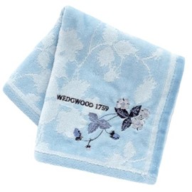 Wedgwood 138857-0003-01 Towel Handkerchief, Strawberry, Ink Blue, Embroidery (Blue) Women's Towel, Hand Towel, Approx. 11.0 inches (28 cm)