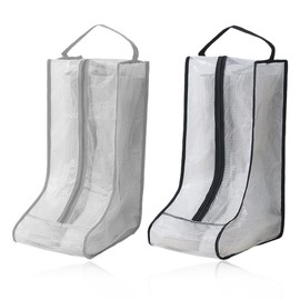 LEEQ 2 x Boot Storage Bag - Portable Boot Bag with Handle Dustproof and Waterproof Boots Garage Travel Shoe Bag Shoes Bag for Home, Travel, White