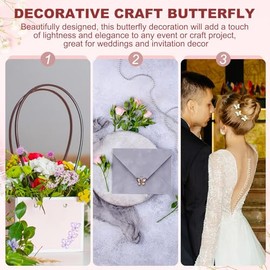 PATIKIL 24 mariposas para manualidades, alambre de malla de 2.2 pulgadas, mariposas de organza con purpurina para manualidades, decoración del hogar, 