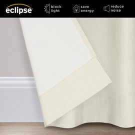 Eclipse Extra Wide Grommet Curtain, Kendall Sliding Patio Door Curtain Panel, Solid Textured Thermal Insulated and Noise Reducing Curtains, (1 Panel), 84 in Long x 100 in Wide, Ivory