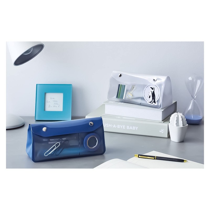 LIHIT LAB A7942-24 Anti-Bacterial PVC Triangle Pen Case, Transparent, Large