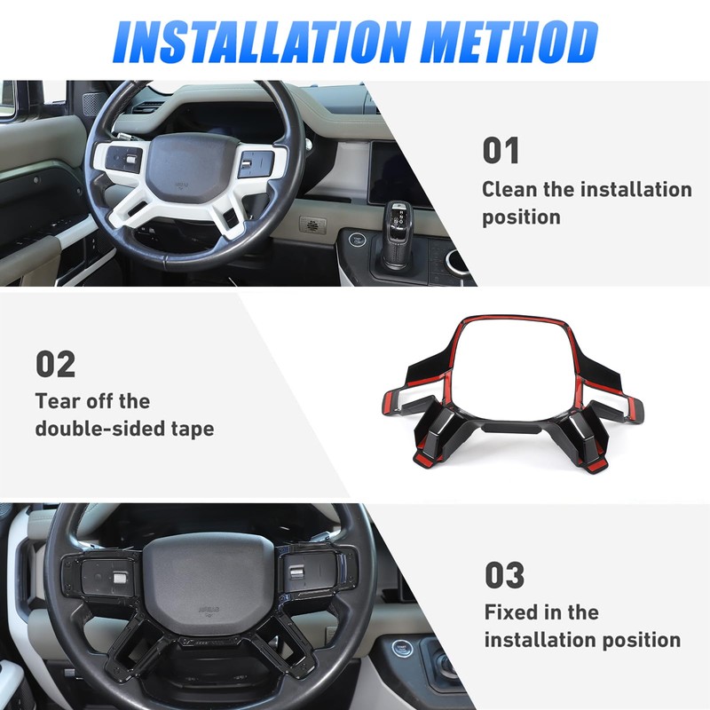 ABS Black Car Steering Wheel Decoration Frame Trim Compatible with