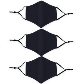 weddingstar 3 Pack Adult Washable Cloth Face Mask Reusable and Adjustable with Filter Pocket - Navy Blue