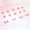 SINLOV Medium Long Square Fake Nails Pink Flower French False