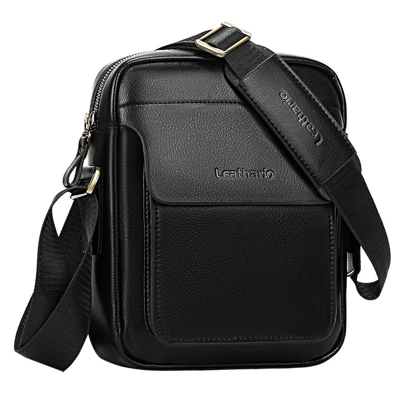 Leathario Crossbody Bag For Men Vegan Leather Shoulder Messenger Purse