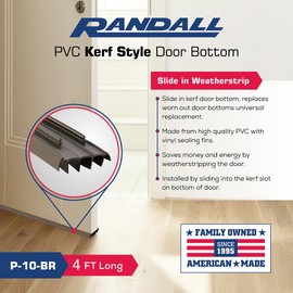 PVC Slide in Kerf Style Door Bottom with Weatherstripping Fins, 1 3/4" Wide (Brown, 48")
