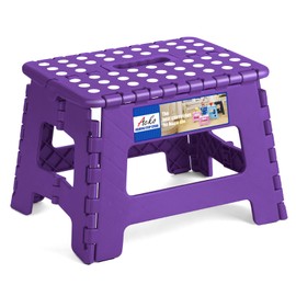 ACKO Folding Step Stool 9 Inch Step Stool 300 lb Capacity Plastic Foldable Step Stools for Kids and Adults, Folding Stool Suitable for Kitchen, Stepping Stool with Handle Purple Small Step Stool 1PC