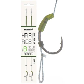 Haldorado Hair Rigs, Size 8 Barbed Hooks, Soft Pop Up, 22cm Length, 13.6kg/30lb, 2-Pack