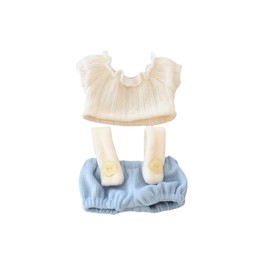 Clothes for Dolls Accessories (No Doll), Cute Outfit Set 2 Pieces Bib Pants for 15 & 17cm Doll Suit, Stylish Dress Up Overalls Doll Clothing Set Replacement Blue