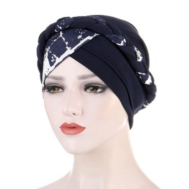 YEHUDAF LEE Women's Turban Braid Headwear Headscarves Chemo Cap Pre-Tied Beanie Hat Head Wrap Sleep Hat, 16