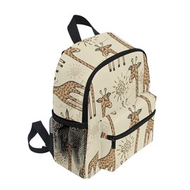 Kids School Backpack with Chest Strap, Cute Giraffe Students Childrens Book Bag for Boys Girls