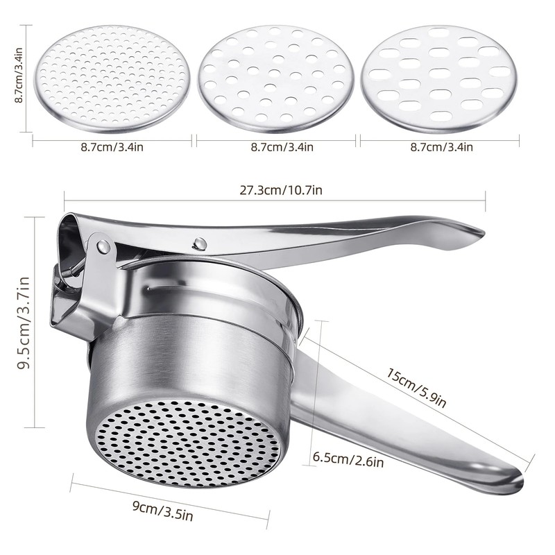 Multi-Purpose Stainless Steel Potato Ricer, Heavy Duty Large Capacity Potato