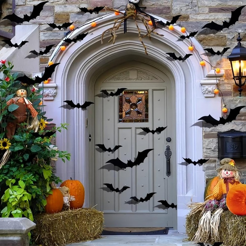 120Pcs Halloween Home Decor 3D Bats Halloween Window Stickers,4 Sizes