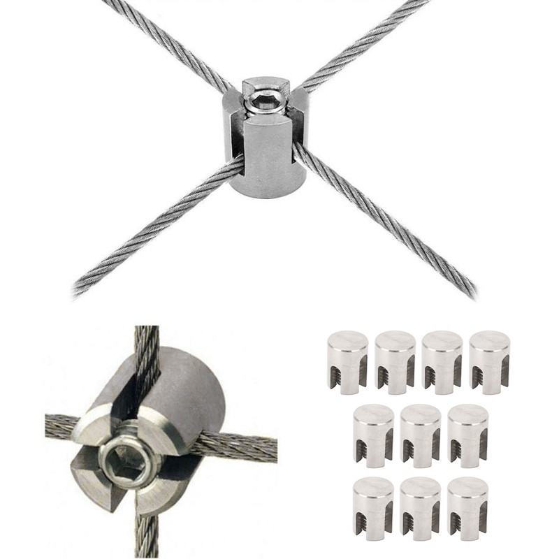 10Pcs Wire Rope Trellises Cross Clip Stainless Steel Cable Railing